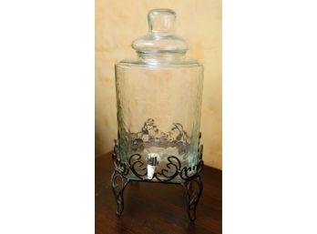 Country Chic Beverage Jar 2 Gallon - Glass & Cast Iron Base