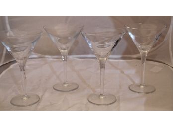 4 Clear Glass Martini Glasses