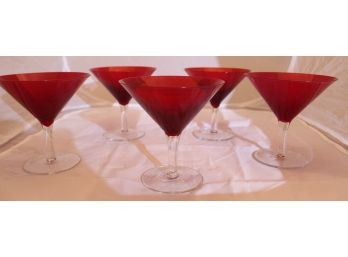 5 Red Martini Glasses