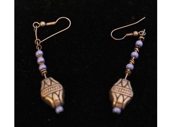 Costume Jewelry Purple Gemstone Hanging Earrings