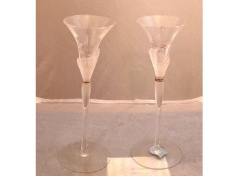 Pair Of Frosted Glass Champagne Chutes