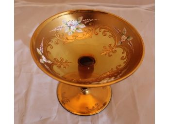 Antique Candy Dish With Hand Painted Flowers