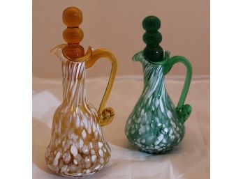 Pair Of Blown Glass Decanters