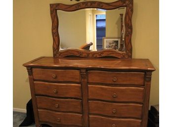 Wood 8 Draw Dresser With Mirror