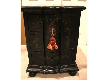 Ornate Black 3 Draw Side Table