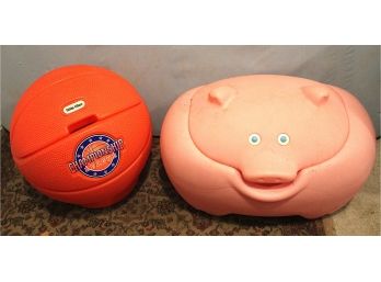 Little Tykes Basketball & Pig Plastic Toy Chests