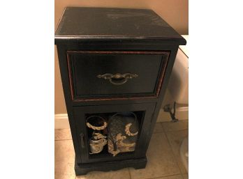 Black  Bathroom Floor Cabinet W/ Shelf & Drawer Storage Compartment