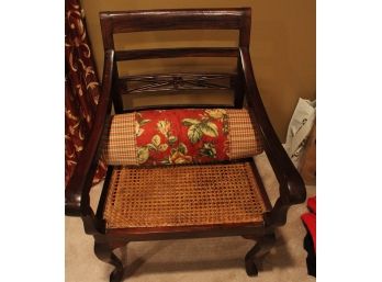 Wicker Arm Chair With Accent Pillow