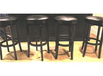 4 Brown Faux Leather Bar Stools