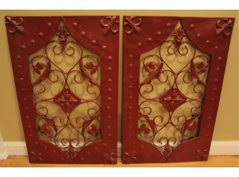 Pair Of Metal Wall Decor With Fleur-de-lis Design