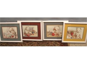 4 Framed Teddy Bear Prints