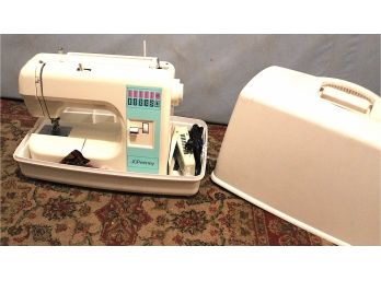 JC Penny Sewing Machine With Foot Pedestal In Case