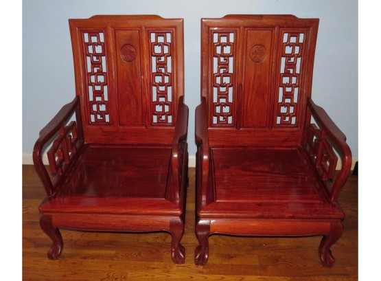 Pair Of Oriental Wooden Chairs