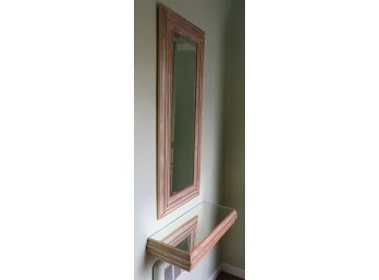 Matching Mounted Mirror And Mirrored Wall Shelf
