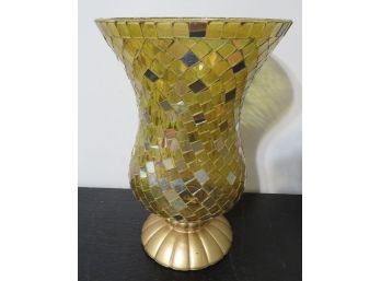 PartyLite Gold Mosaic Hurricane Vase - 12' - Candle Holder Vase