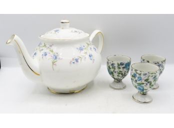 Tea Pot -Duchess - Bone China - Made In England 'Tranquility' W/ 3 Tea Cups
