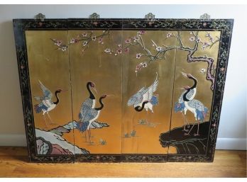Lot Of 4 Oriental Crane Panels - Wooden