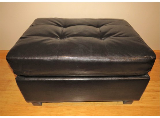 Comfortable Black Faux Leather Ottoman