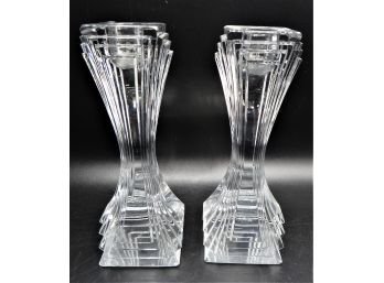 Glass Candlestick Holders - Set Of 2
