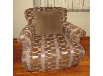 Modern Vibrant Fabric Arm Chair With Throw Pillow