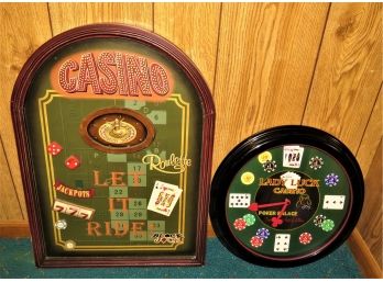 Lady Luck Wall Clock & 'Casino' Wall Decor - Assorted Set Of 2