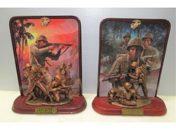 Bradford Exchange USMC Limited Edition Collectible Plates By Jim Griffin/Set Of  2 - Okinawa/marshall Islands