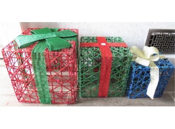 Home Accents Holiday 3 Piece Toasty Tinsel LED Gift Boxes - In Original Box