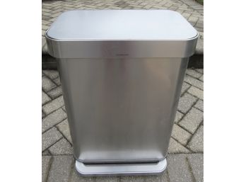 Simple Human Stainless Steel Trash Can With Liner Pocket