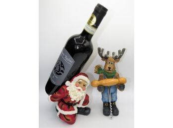 Santa Bottle Holder & Reindeer With Corkscrew Opener