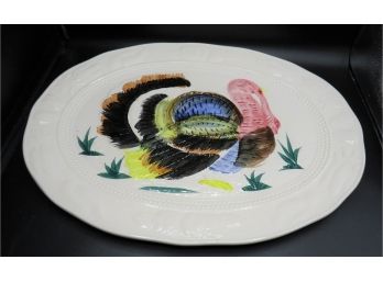 Ceramic Oval Turkey Design Serving Platter
