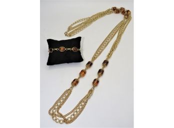 Sarah Cov Gold-tone Necklace & Bracelet