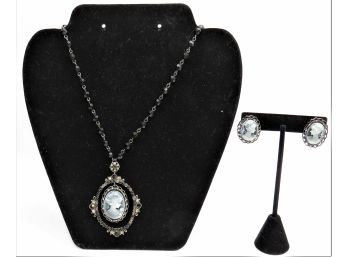 Stylish Carolee Cameo Necklace & Matching Earrings