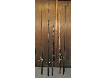 Assorted Lot Of Fishing Poles & Reels - Set Of 5 Some W/Bakelite Handles