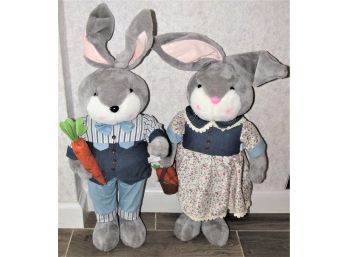 Mr. & Mrs. Easter Bunny Plush Decorations - Set Of 2
