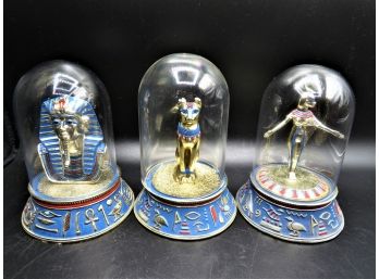 TFM Egyptian Hand Painted Tesori Porcelain Figurines Under Domes - Set Of 3