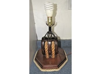 Vintage Hand Made Ships Marine Pulley Block Table Lamp