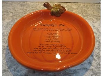 Harvest Pumpkin Pie Dish With Recipe