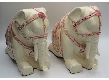 Nancy Lopez Ceramic Elephant Figurines - Set Of 2