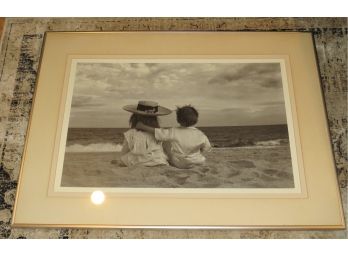 Betsy Cameron Framed Art Print Black & White Two Children On Beach