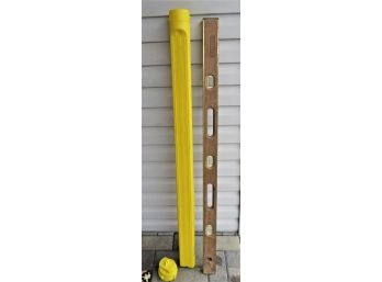 Stanley 42-347 Hardwood Brass Bound 48' Level In Yellow Plastic Storage Case