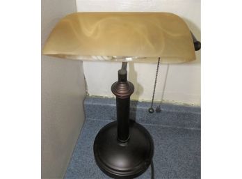 Pull Cord Metal Desk Lamp With Glass Shade