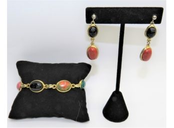 Multi-stone Earrings & Matching Bracelet