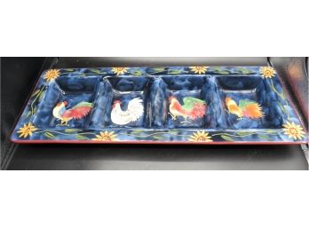 Certified International Susan Winget Rooster 4-Sectioned Tray