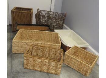 Assorted Lot Of Square/rectangle Wicker Baskets