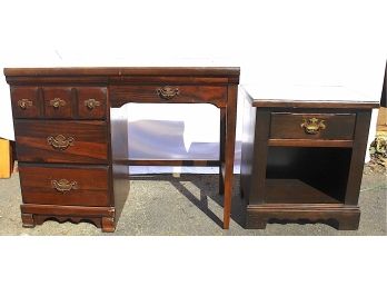Vintage Desk And Matching Side Table
