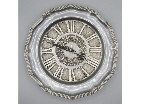 BULOVA Round Pewter Wall Clock - Duratale By Leonard, Italy. 10.25'