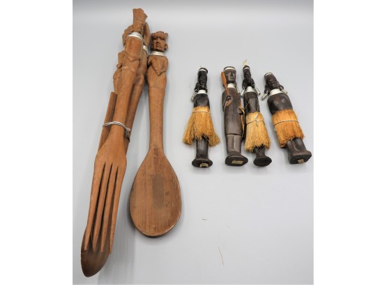 Made In Kenya Wooden Serving Spoons & Figurines