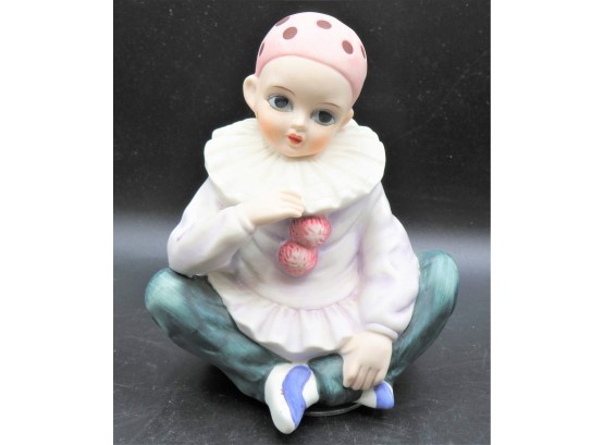 Vintage Pierrot Mann Harlequin Doll Clown Figurine Music Box Made In Japan