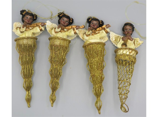 Victorian Angels Playing Instruments Ornaments - Set Of 4