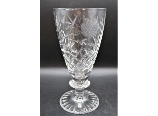 Lovely Footed Etched Crystal Vase